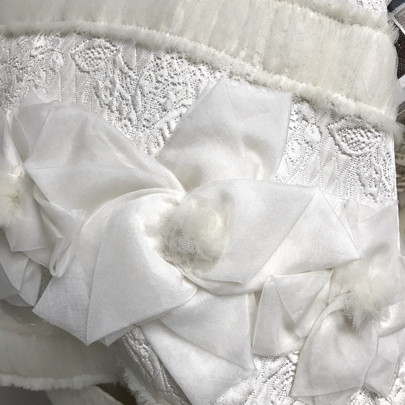 Badgley Mischka Cream Cap Sleeve Brocade Dress - Picture 6 of 8